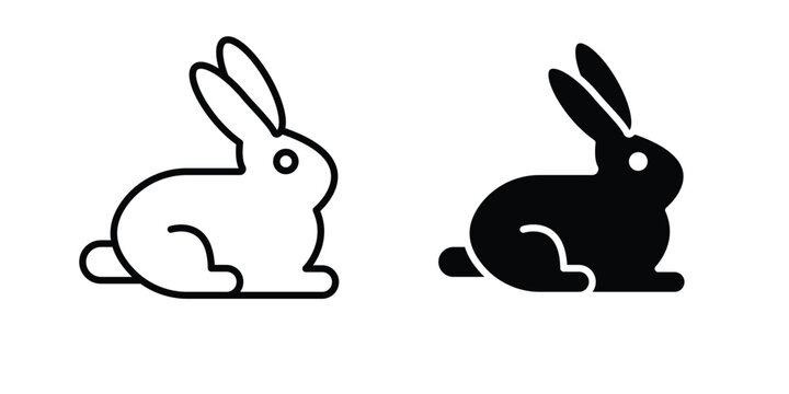 Rabbit icon line, outline and flat vector elements
