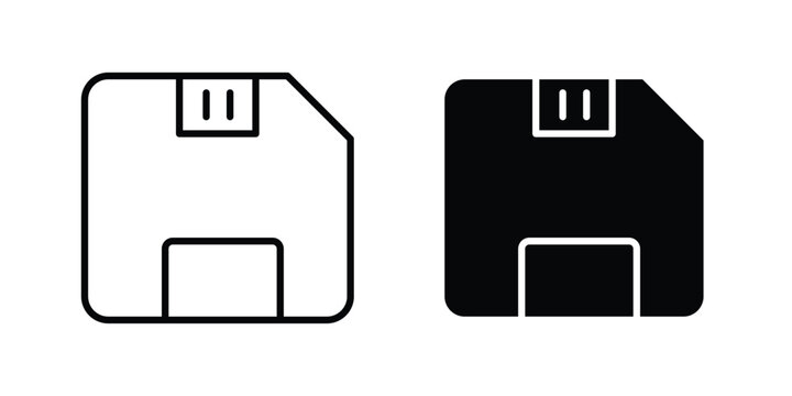 save button icon line, outline and flat vector elements