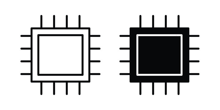 Semiconductor icon line, outline and flat vector elements