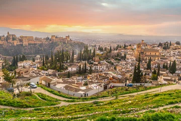 Granada city skyline, view of the Alhambra palace and fortress complex, Spain © f11photo