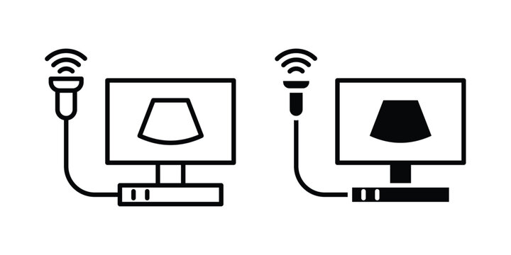 Ultrasound icon line, outline and flat vector elements