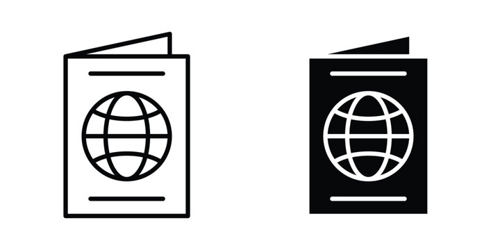 Visa icon line, outline and flat vector elements