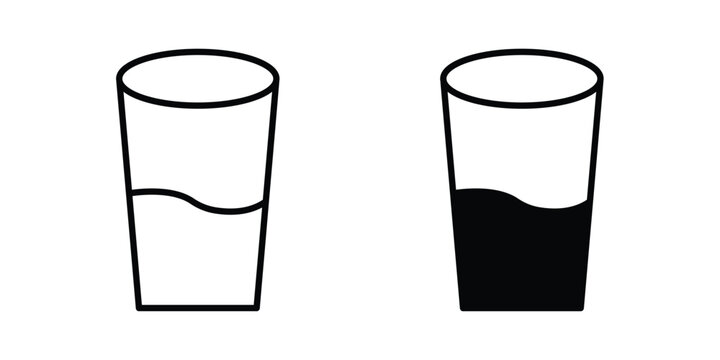 Water glass icon line, outline and flat vector elements