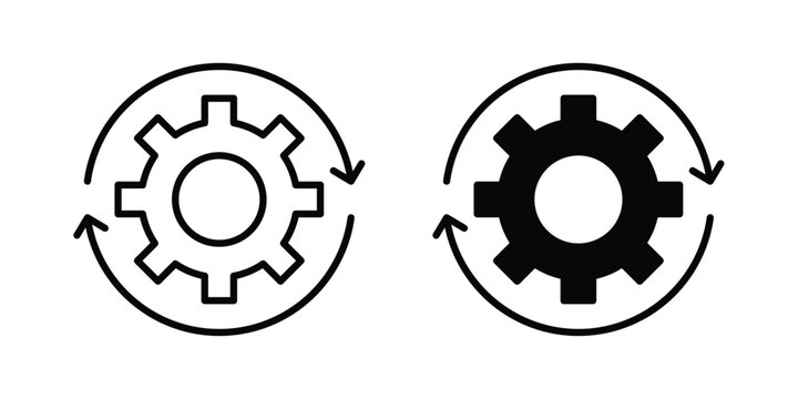 Workflow icon line, outline and flat vector elements