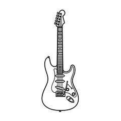 Obraz premium Electric guitar outline illustration, isolated on white background