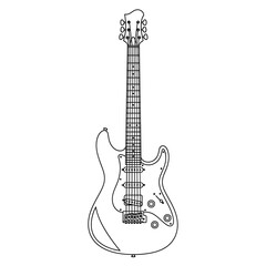 Fototapeta premium Electric guitar outline illustration, music instrument design, isolated on white