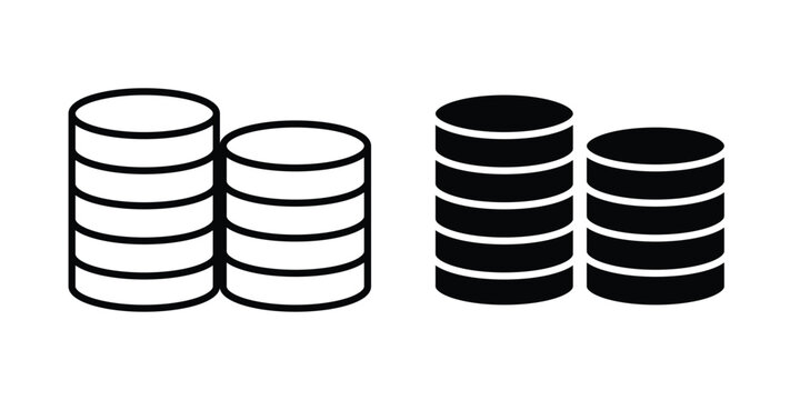 Coins stack icon liner logo vector