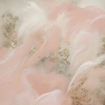 Abstract pastel pink and beige watercolor background with soft textures and flowing patterns
