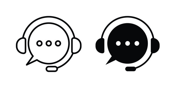 Customer support icon liner logo vector