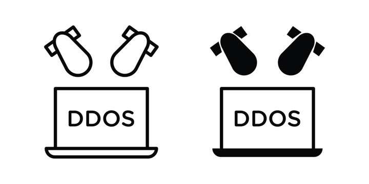Ddos icon liner logo vector