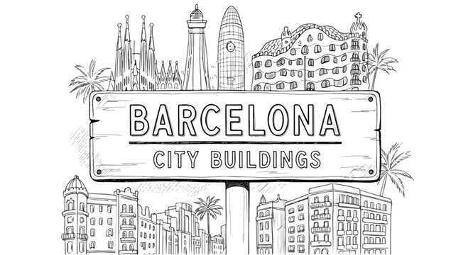 Barcelona City Buildings Vector Illustration Sketch Design
