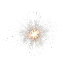 Obraz premium Bright white fireworks burst with glowing center isolated