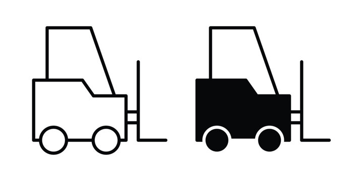 Forklift icon liner logo vector