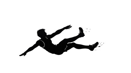Fototapeta premium Man falling down silhouette black and white athletic male