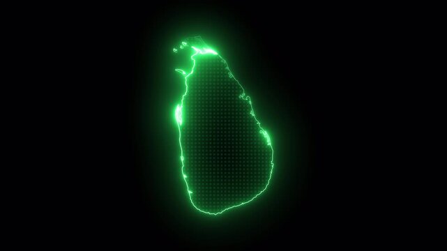 Sri Lanka Map Animation in Advanced Cyber Style with Vibrant Green Neon Glow Isolated on Transparent Alpha Background Seamless Looping High Resolution 4K Video