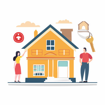 Real Estate Couple Buying a House with Keys