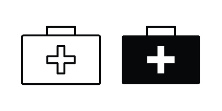 Medical aid kit icon liner logo vector
