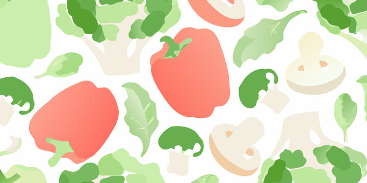 Fresh vegetable pattern colorful illustration on a white background