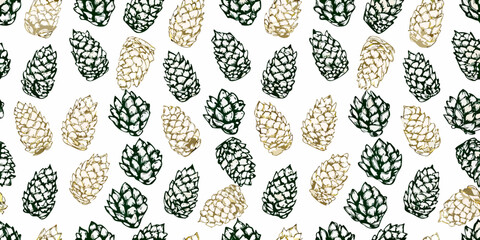 Pinecone pattern a nature inspired repeating design on white background © Dipu
