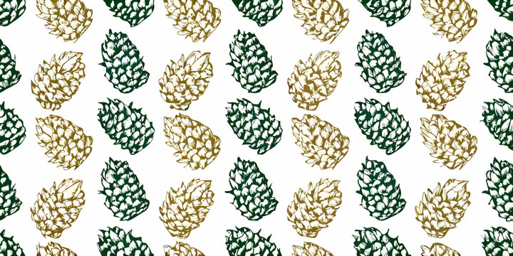 Pinecone pattern a repeating nature inspired illustration on white
