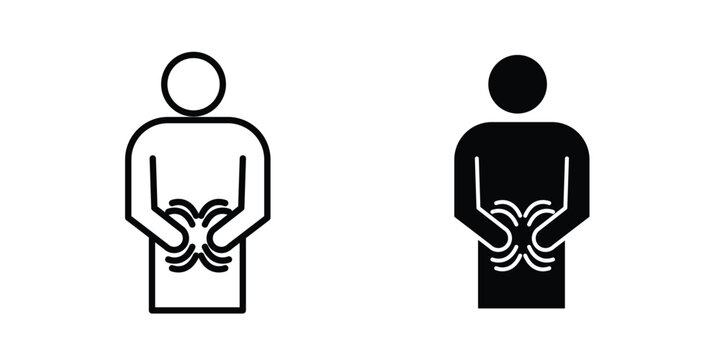 Stomachache icon liner logo vector