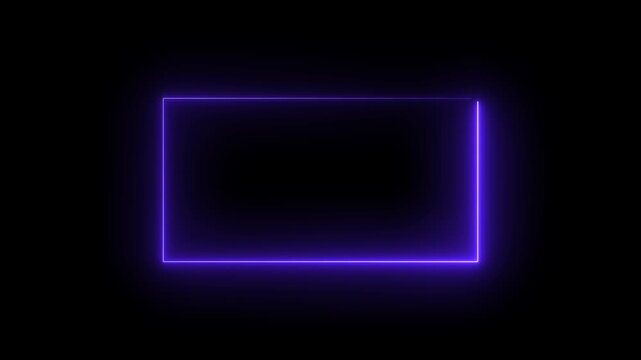 Glowing purple neon rectangular frame border animation with smooth light motion