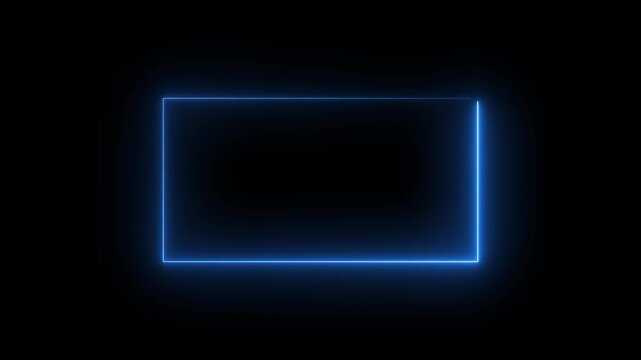 Glowing blue neon rectangular frame border animation with smooth light motion