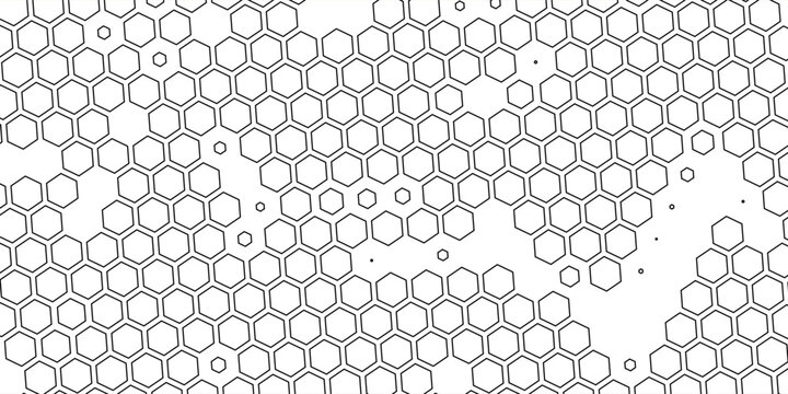 Halftone Hexagonal Pattern Vector Abstract Geometric Technology Background. Retro Colored Half Tone Hexagons Texture. Minimal Style Dynamic Tech Wallpaper. modern