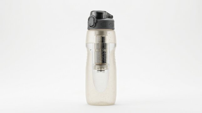 Water Bottle with Filter on White Background Portable