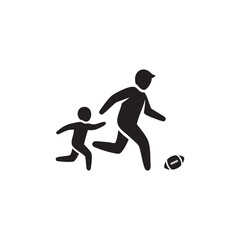 Obraz premium Father playing american football with child silhouette icon, football