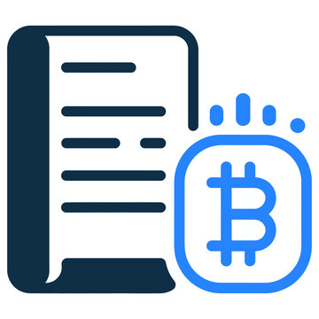 Vector of a document and a bitcoin logo for digital finance transactions