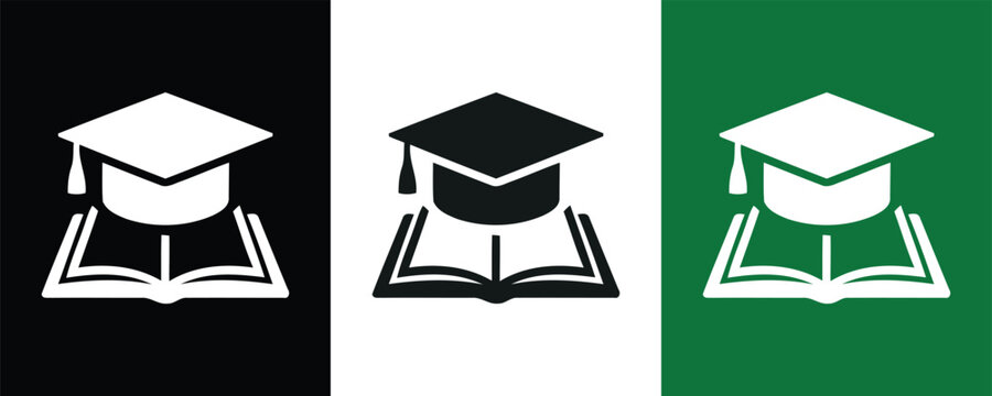 Graduation cap icon set for education and learning Vector illustration.