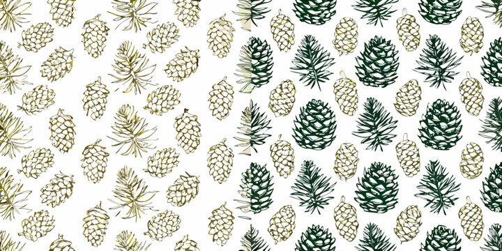 Pinecone pattern a nature inspired repeating illustration on white background