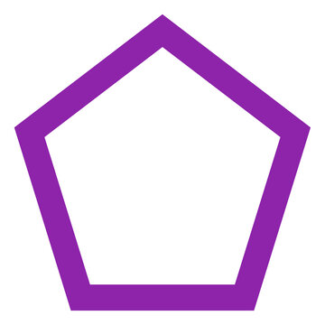 Purple pentagon shape outline isolated on a transparent background. Minimal geometric design for abstract and graphic applications.