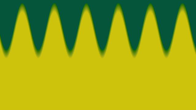 Green and yellow abstract background with repeating wave triangular boundary pattern creating bold geometric decorative composition