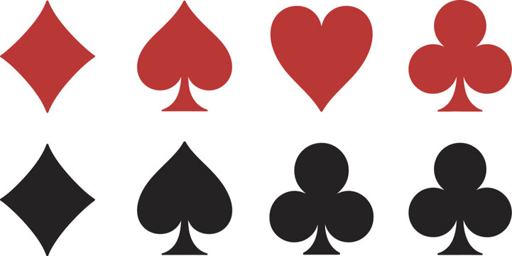 Full deck playing card vector set, modern casino cards featuring all suits and face cards for poker and gaming applications.