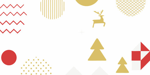 abstract geometric shapes with reindeer and christmas tree © Poly