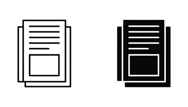 Document file stack icon for business and office in textured black and white vector graphic style