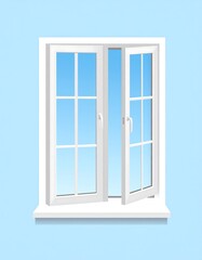 Open window illustration with clear sky view and modern design element © Tristan