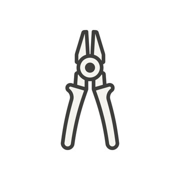 Wire cutting pliers tool for electrical work and repairs with hand tool flat design electrical construction industry hardware equipment machinery instrument mechanical engineering isolated