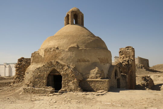 Ruins of ancient mosque in the Ark Fortress of Bukhara. Uzbekistan. World Heritage.