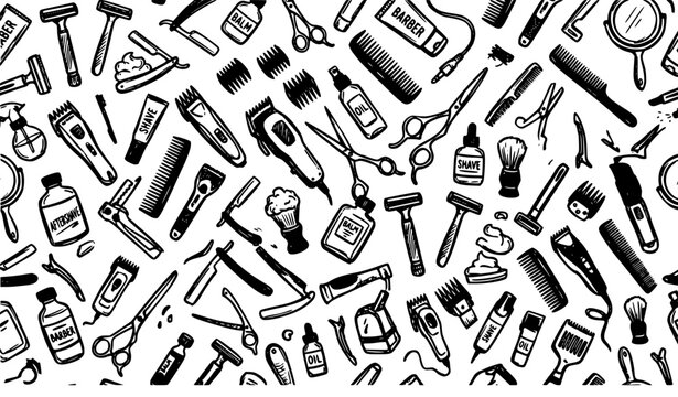 Hand Drawn Construction Tools Seamless Pattern