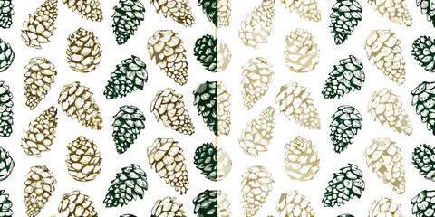 Pinecone pattern a nature inspired repeating design on white background © Topoti