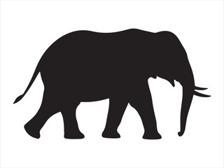 Fototapeta premium Silhouette of a big elephant flat vector illustration isolated design 
