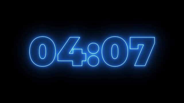 4 minutes 30 second Countdown timer, 270 to 0 seconds digital countdown timer neon light style. four minute thirty second Digital Countdown Engaging Timer Visuals for Events 4k Animation video