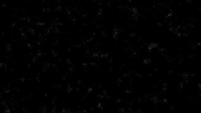 black and white halftone newsprint texture background with vintage grainy motion and analog film noise effect.	