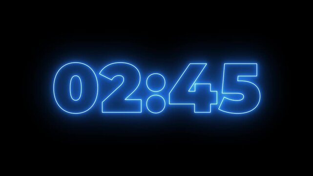 3 minutes Countdown timer, 3 minutes stopwatch displays a timer counting down, 180 to 0 seconds digital countdown timer neon light style. 3 Minute Digital Countdown Engaging Timer Visuals for Events.