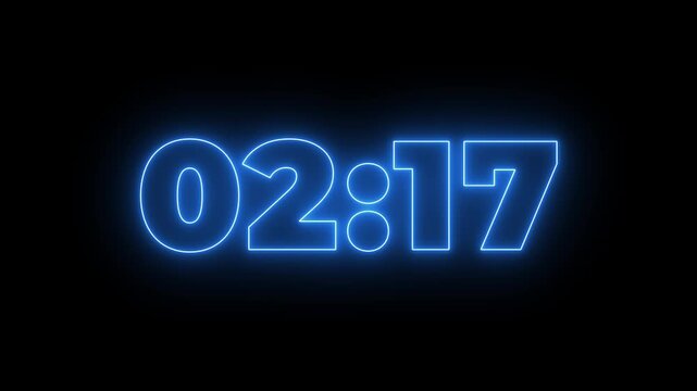 2 minutes 30 second Countdown timer, 150 to 0 seconds digital countdown timer neon light style. two minute thirty second Digital Countdown Engaging Timer Visuals for Events 4k Animation video