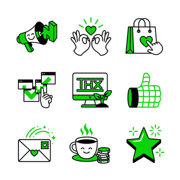Set of 9 Customer Gratitude and Feedback Icons for Business Appreciation and Reviews