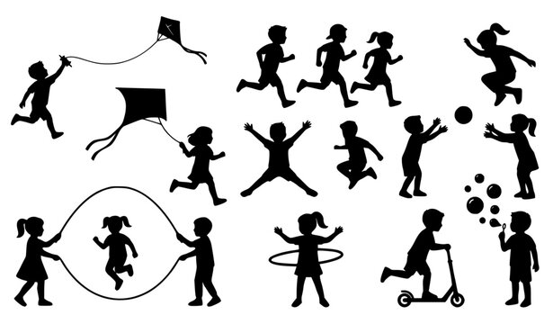 Children Playing Outdoor Activities Silhouette Collection